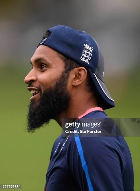 England player Adil Rashid raises a smile during an England training session ahead of the 4th ODI v New Zealand Black Caps at Oval on March 6, 2018...