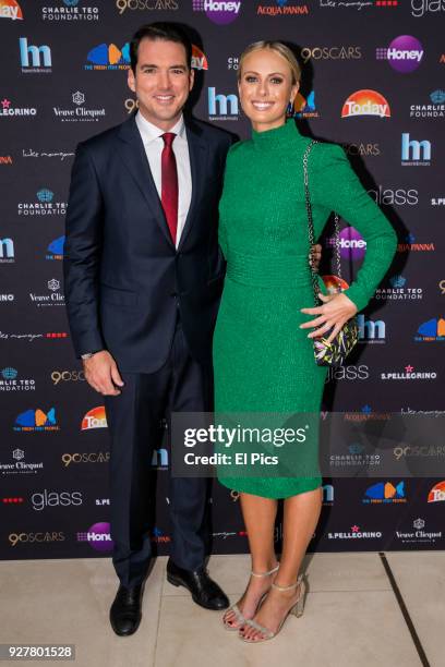 Sylvia Jeffreys and Peter Stefanovic attends the Channel 9 Charity Oscars lunch raising money for the Charlie Teo Foundation at Glass Restaurant, The...