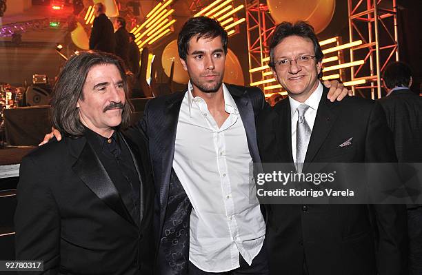 Chairman of the Latin Recording Academy Luis Cobos, singer Enrique Iglesias and President of the Latin Recording Academy Gabriel Abaroa speaks...