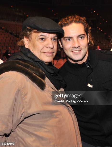 Singer/songwriter Juan Gabriel and singer David Bisbal attend the 10th Annual Latin GRAMMY Awards Univision Radio Remotes Day 3 held at the Mandalay...
