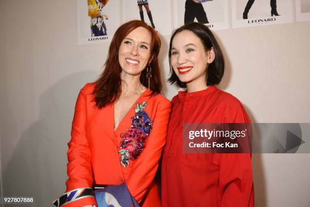 Audrey Fleurot and Christine Phung attend the Leonard show as part of the Paris Fashion Week Womenswear Fall/Winter 2018/2019 on March 5,2018 in...