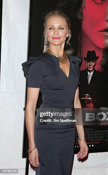 Cameron Diaz attends "The Box" New York premiere at the AMC Lincoln Square on November 4, 2009 in New York City.