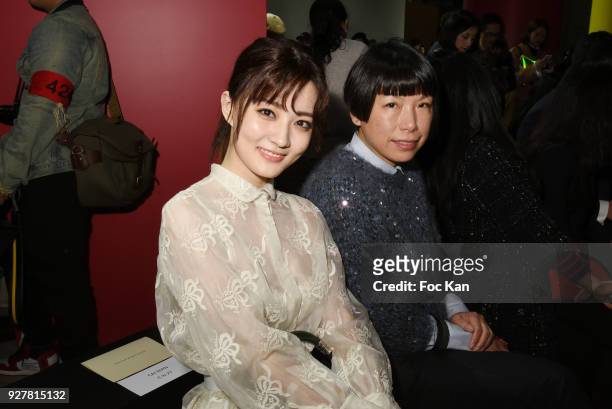 Actress Xu Lu and Angelica Cheung from Vogue China attend the Shiatzy Chen show as part of the Paris Fashion Week Womenswear Fall/Winter 2018/2019 on...