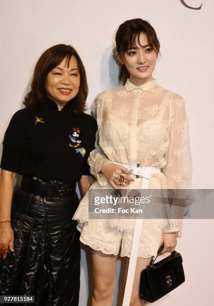 Shatzy Chen designer Designer Wang Chen Tsai-Hsia and aactress Xu Lu attend the Shiatzy Chen show as part of the Paris Fashion Week Womenswear...