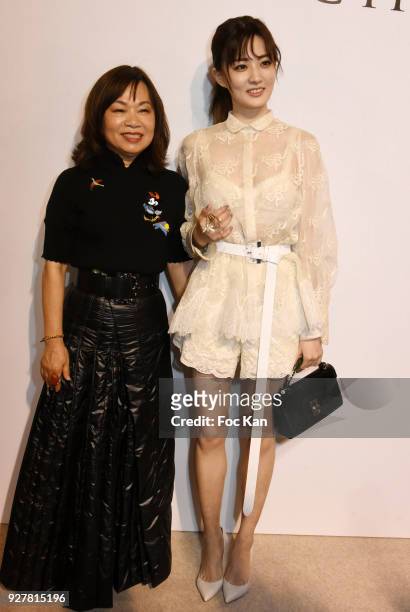 Shiatzy Chen Designer Wang Chen Tsai-Hsia and actress Xu Lu attend the Shiatzy Chen show as part of the Paris Fashion Week Womenswear Fall/Winter...