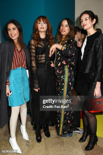 Guest, Louise Ebel, Luna Besson and Louise Monot attend the Shiatzy Chen show as part of the Paris Fashion Week Womenswear Fall/Winter 2018/2019 on...