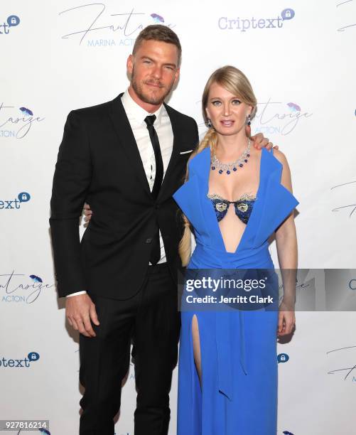 Alan Ritchson and Marina Acton attend the release of Marina Acton's new single "Fantasize" at Boulevard3 on March 5, 2018 in Hollywood, California.