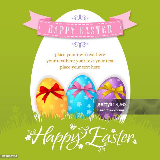 happy easter eggs hunt notice - fleuron stock illustrations