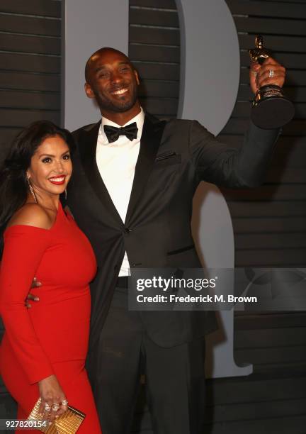 Vanessa Bryant and Kobe Bryant attend the 2018 Vanity Fair Oscar Party hosted by Radhika Jones at Wallis Annenberg Center for the Performing Arts on...