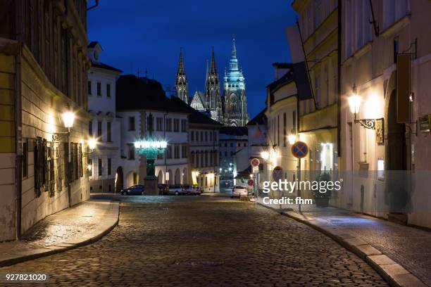 in the streets of prague at night (czech republic) - hradcany castle stock pictures, royalty-free photos & images