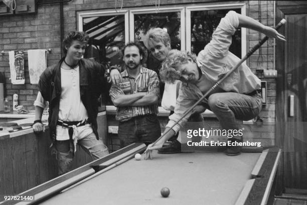 Ha with producer Tony Mansfield, at Eel Pie Studios during the making of their first album, Twickenham, London, 1984. L-R Morten Harket, Tony...