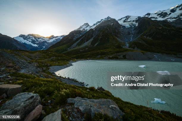 mt cook national park - new zealand - gletscher stockfoto's en -beelden