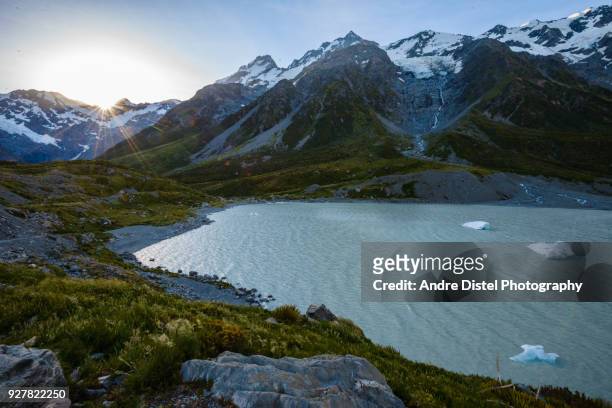 mt cook national park - new zealand - gletscher stockfoto's en -beelden