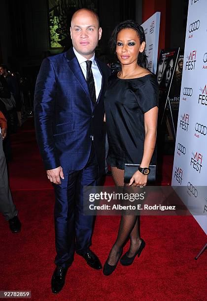 Producer Stephen Belafonte and singer Melanie Brown arrive at the AFI Fest Screening of "Bad Lieutenant: Port of Call New Orleans" at Grauman's...