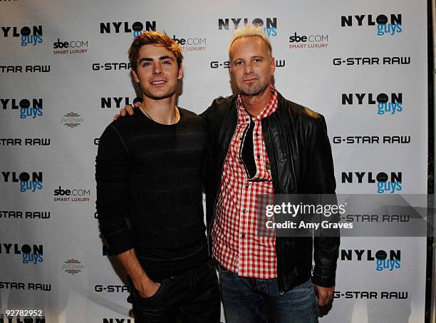 Actor Zac Efron and NYLON Editor-in-Chief Marvin Scott Jarrett attends the NYLON Guys November Issue Launch Event at XIV on November 4, 2009 in West...