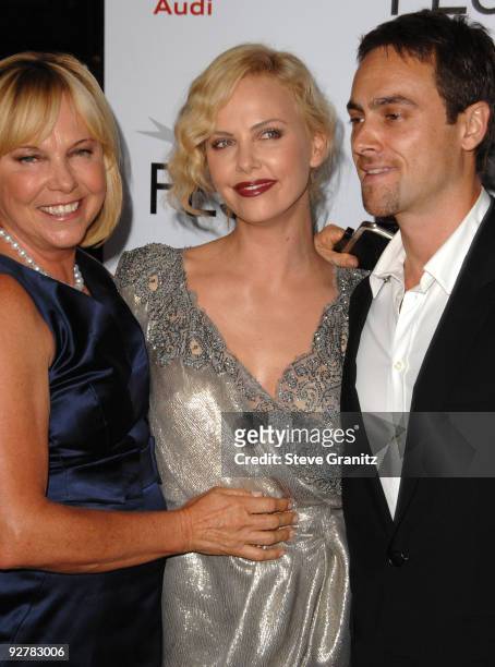 Charlize Theron and Mother Gerda and Stuart Townsend .