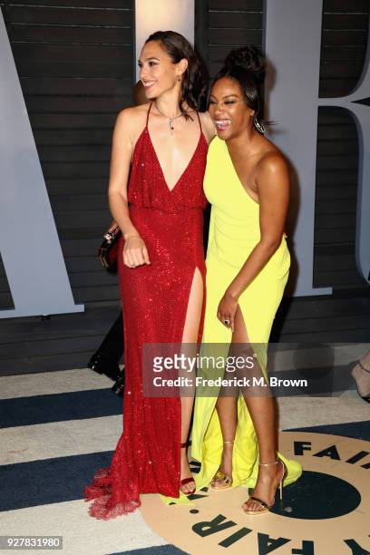 Gal Gadot and Tiffany Haddish attend the 2018 Vanity Fair Oscar Party hosted by Radhika Jones at Wallis Annenberg Center for the Performing Arts on...
