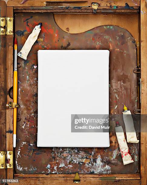 blank canvas - oil paint tube stock pictures, royalty-free photos & images