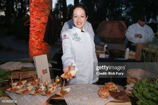 Chef Tara Lazar presents a dish during the Citi Taste of Tennis at Hyatt Regency Indian Wells Resort & Spa on March 5, 2018 in Indian Wells,...