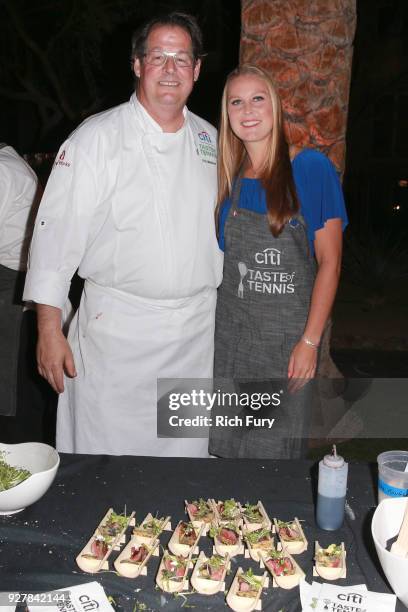 Chef Eric Wadlund and Shelby Rogers attend the Citi Taste of Tennis at Hyatt Regency Indian Wells Resort & Spa on March 5, 2018 in Indian Wells,...