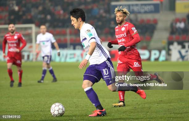 Waregem , Belgium / Zulte Waregem v Rsc Anderlecht / "nRyota MORIOKA"nFootball Jupiler Pro League 2017 - 2018 Matchday 29 / "nPicture by Vincent Van...