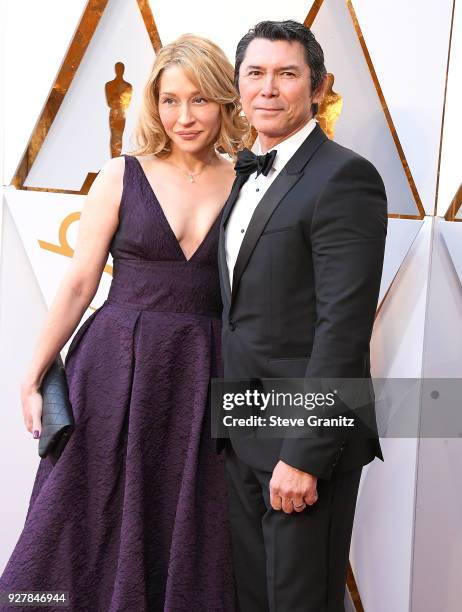 Yvonne Boismier Phillips, Lou Diamond Phillips arrives at the 90th Annual Academy Awards at Hollywood & Highland Center on March 4, 2018 in...