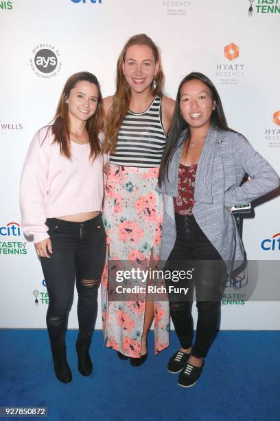 Lauren Davis, Nicole Melichar and Vania King attend the Citi Taste of Tennis at Hyatt Regency Indian Wells Resort & Spa on March 5, 2018 in Indian...