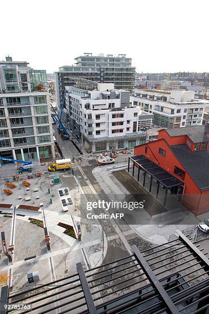 View of the Salt building from one the building in the Olympic and Paralympic Village Vancouver set on the waterfront of the City of Vancouver on...