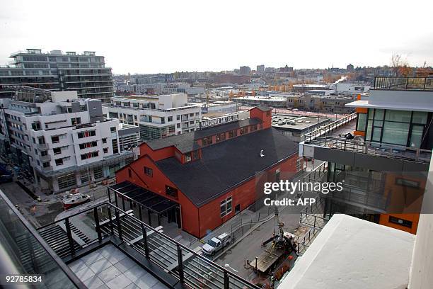 View of the Salt building from one the building in the Olympic and Paralympic Village Vancouver set on the waterfront of the City of Vancouver on...