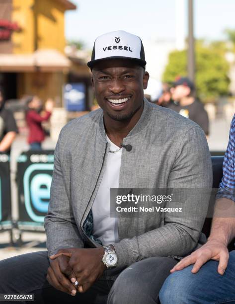 Akbar Gbaja-Biamila visits "Extra" at Universal Studios Hollywood on March 5, 2018 in Universal City, California.