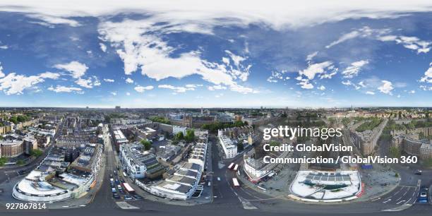 aerial view above south kensington & chelsea, london, united kingdom - 360 uk stock-fotos und bilder