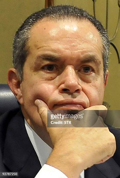Picture taken on October 26, 2009 shows Egyptian Transport Minister Mohammed Mansur sitting in his office in Cairo. Mansur resigned on October 27,...