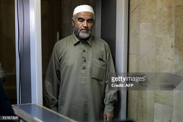 Arab Israeli Sheikh Raed Salah arrives at the Jerusalem Magistrate's Court on November 5, 2009 where he was convicted of assaulting an Israeli...