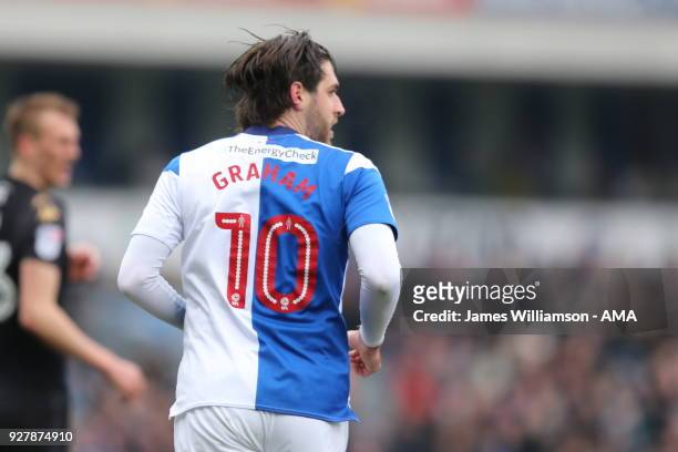 Danny Graham of Blackburn Rovers during the Sky Bet League One match between Blackburn Rovers and Wigan Athletic at Ewood Park on March 4, 2018 in...