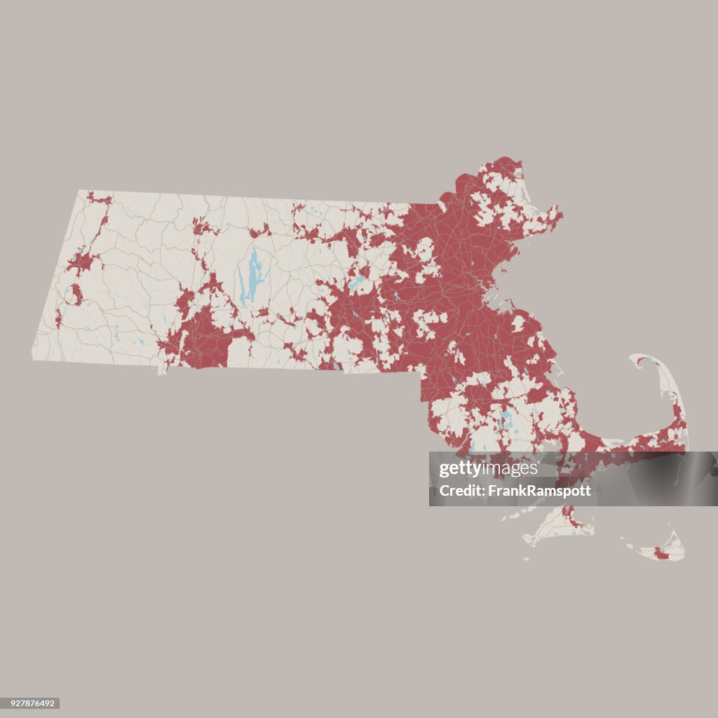 Massachusetts US State Road Map