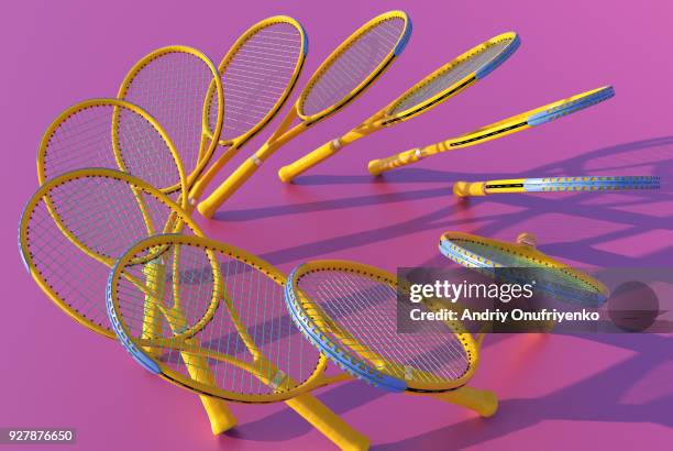 clones of tennis rackets forming circle - tennis racket stock pictures, royalty-free photos & images