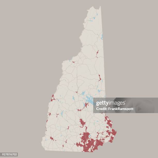 new hampshire us state road map - new hampshire stock illustrations