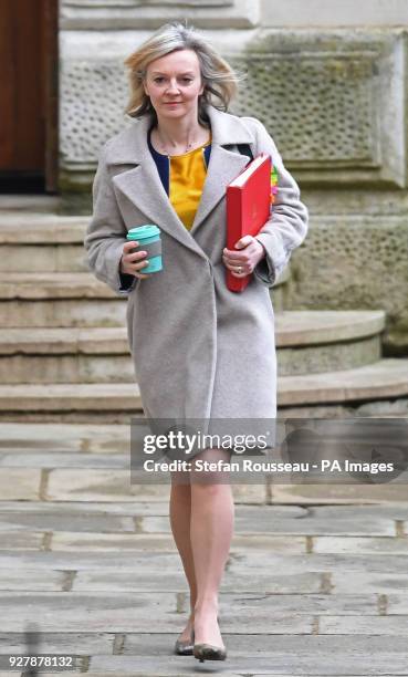 Chief Secretary to the Treasury Liz Truss arriving at 10 Downing Street, London, for a Cabinet meeting.