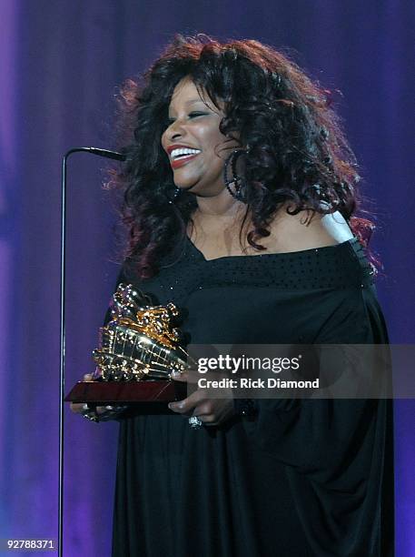 Chaka Khan accepts The ICON award at the 2009 Soul Train Awards at the Georgia World Congress Center on November 3, 2009 in Atlanta, Georgia.