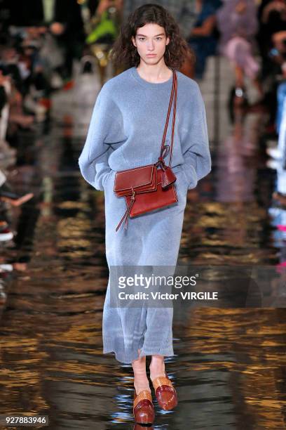 McKenna Hellam walks the runway during the Stella McCartney Ready to Wear Fashion show as part of the Paris Fashion Week Womenswear Fall/Winter...