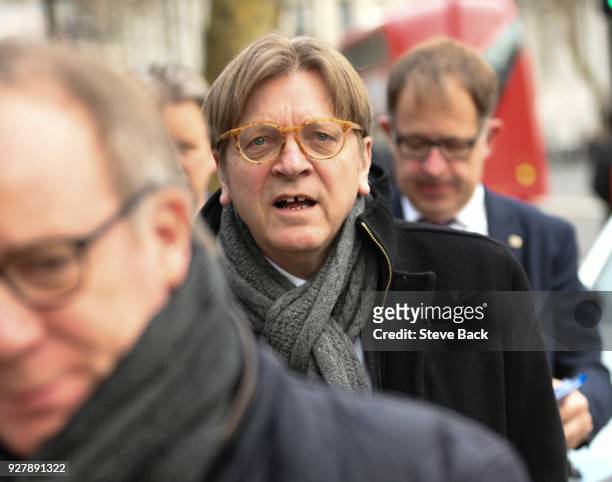 Guy Verhofstadt Member of the European Parliament arrives at Downing Street for a meeting with Brexit staff and later in the day The Prime Minister...