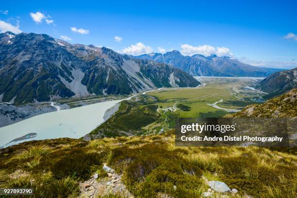 mt cook national park - new zealand - gletscher stockfoto's en -beelden