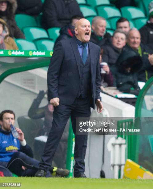 Morton manager Jim Duffy during the William Hill Scottish Cup, Quarter Final match at Celtic Park, Glasgow.