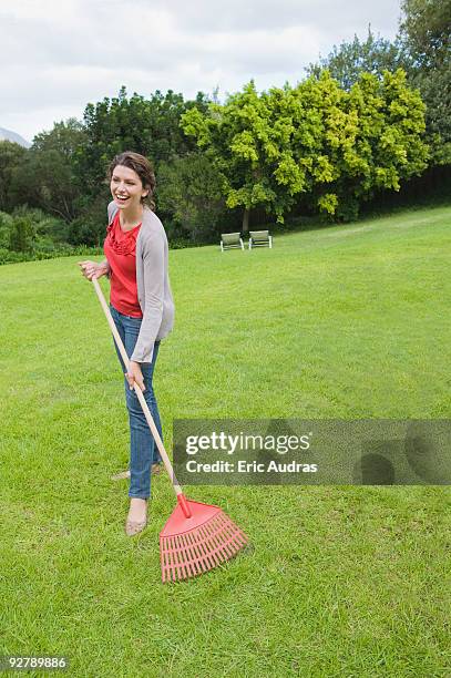 Woman Racking Lawn Lawn Rake Photos and Premium High Res Pictures - Getty Images