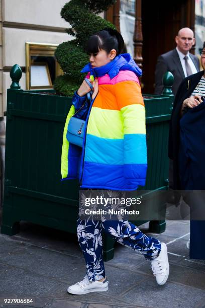 Guest is seen at Valentin Yudashkin fashion show during Paris Fashion Week Fall/Winter 2018/19 on 5 March 2018, in Paris, France.