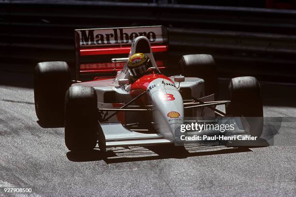Ayrton Senna, McLaren-Ford MP4/8, Grand Prix of Monaco, Circuit de Monaco, 23 May 1993. Ayrton Senna on the way to victory in the 1993 Monaco Grand...