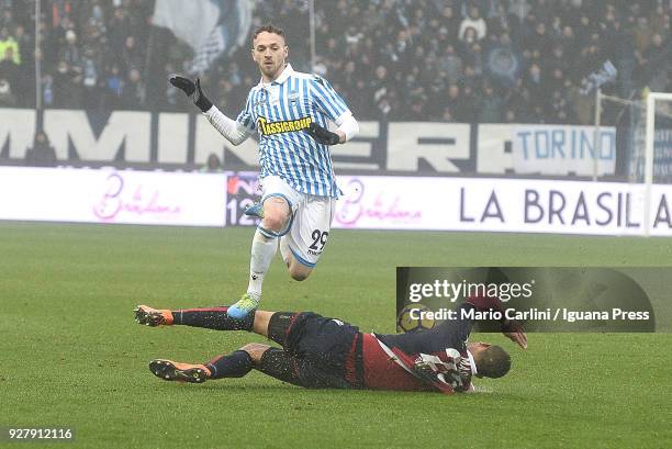 Manuel Lazzari of Spal in action during the serie A match between Spal and Bologna FC at Stadio Paolo Mazza on March 3, 2018 in Ferrara, Italy.