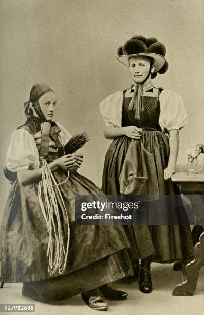 Germany. Straw-plaiting was once a means of livelihood in the Black Forest for Sankt Georgien girls. 1920.