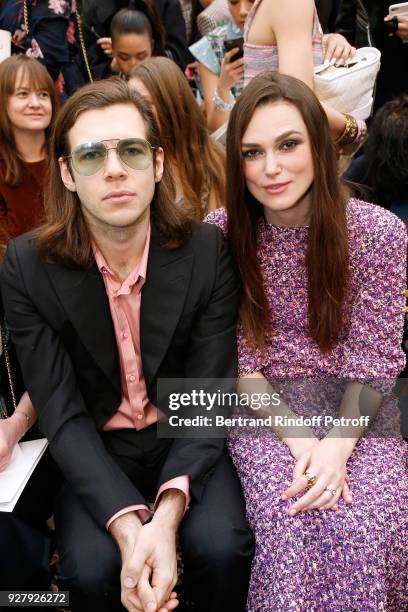 Actress Keira Knightley and her husband musician James Righton attend the Chanel show as part of the Paris Fashion Week Womenswear Fall/Winter...