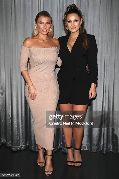Billie Faiers and Sam Faiers pose for ITV's 'The Mummy Diaries' photocall at Park Plaza Westminster Bridge Hotel on March 6, 2018 in London, England.